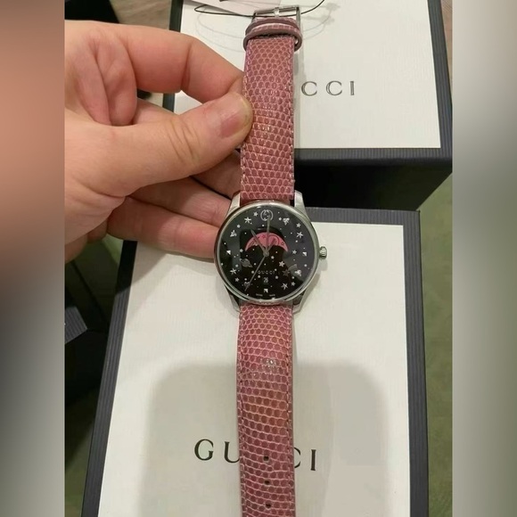 Gucci YA1264046 G-Timeless Black Moonphase Dial Ladies Watch NIB 37MM main image 6